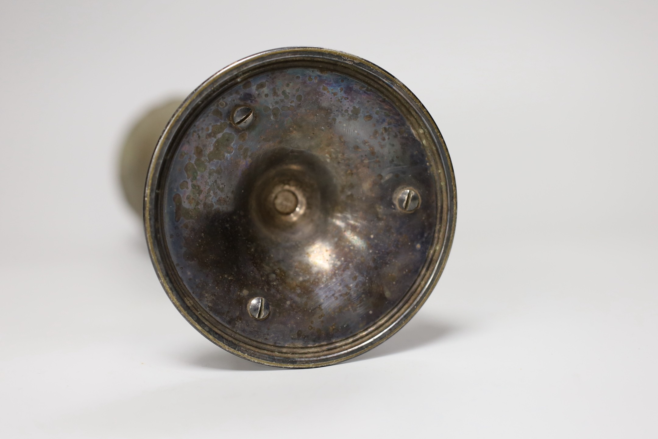 A WMF goblet vase with tri-stemmed base and central glass support. 31.5cm high